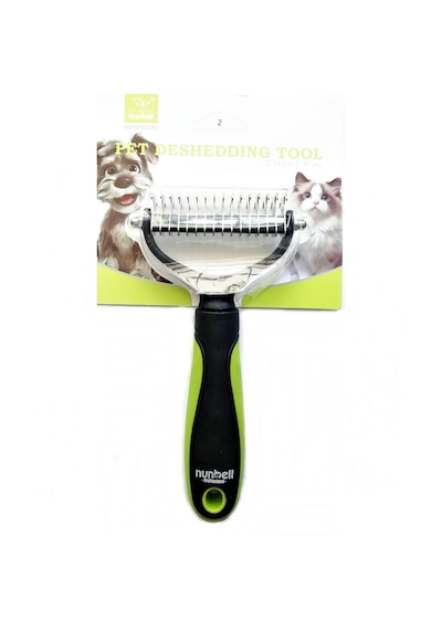 Büyük Irklar İçin Çift Taraflı Tüy Kıtık Açıcı Köpek Tarağı Yeşil 17 X 9 Cm