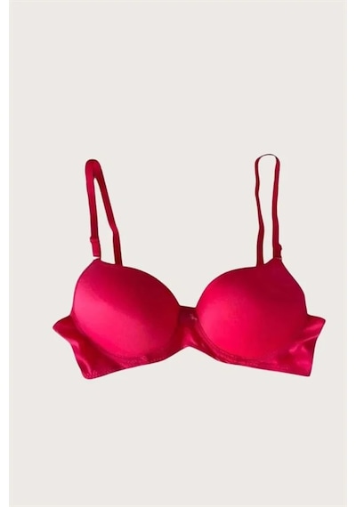 Ang Butik Mikro Kumaş Push Up Dolgulu Balenli Günlük Tek Destekli Sütyen Ten
