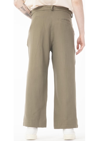 Rocqerx R-4415 Kemer Detaylı Keten Baggy Pantolon Haki