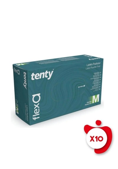 Tenty Flexa Pudrasız Lateks Eldiven M Beden 10lu Paket