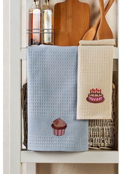 Eponj Home 6lı Kurulama Peçetesi Nakışlı 40x60 Kek Lila