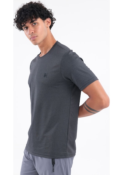 Rowinger Bisiklet Yaka Merserize Erkek Spor T-shirt Siyah