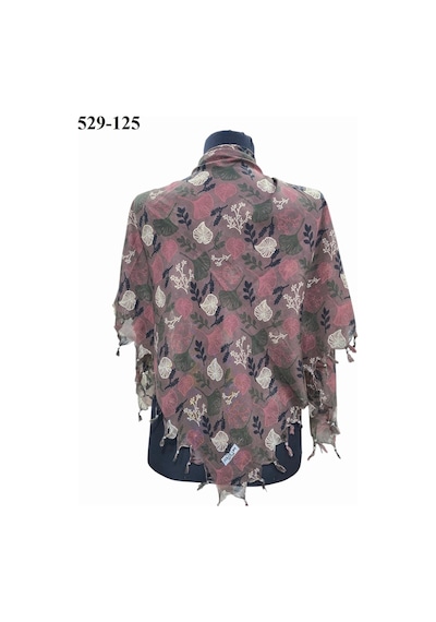 Dolce Cotton Desenli Sökme Boncuklu Eşarp 529-125 Çok Renkli