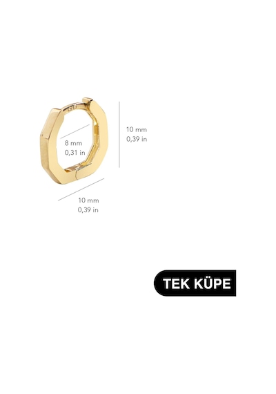 Goldkupe 14 Ayar Altıgen Minik Tek Halka Altın Küpe 0,51 Gr-6319