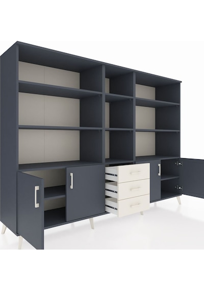 Hyperion Dolap 11 Raflı 3 Çekmeceli 4 Kapaklı 220x44x163 Antrasit Antrasit-antrasit/aytaşı Hyperion Dolap 11 Raflı 3 Çekmeceli 4 Kapaklı 220x44x163 Antrasit Antrasit-antrasit/aytaşı