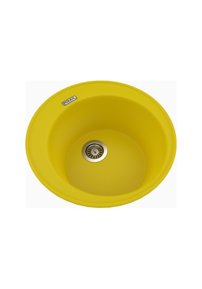 Polex Cristalüx Granit Evye P-06 Sarı Tezgah Altı Ve Tezgah Üstü Oval Mutfak Evyesi 51.5x51.5 CM