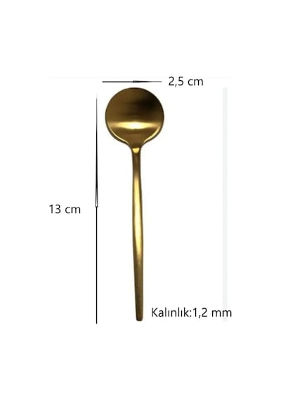 Çelik Gold Renk 6 Adet Tatlı Kaşığı Çay Kaşığı Çok Renkli