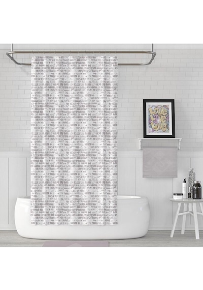 Kahverengi Duş Perde Küflenmez Banyo Perdesi Yüksek Kalite Kum... Çok Renkli