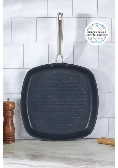 Karaca  Biodiamond Pro İndüksiyon Tabanlı Grill Tava 28 Cm