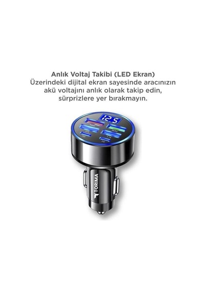 Torima Hızlı Araç Şarj Cihazı Usb Type-c 66w G19 Teknik Parça Cihaz Desteği Modern Gereç