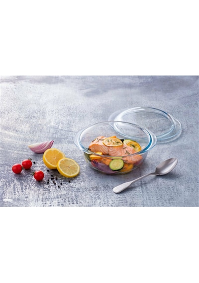 Pyrex 207a000/7343 Kapaklı Cam Yuvarlak Fırın Kabı 1,3l