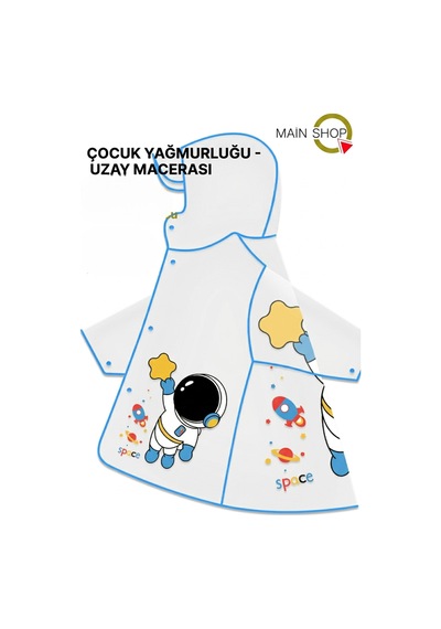Mainshop Şeffaf Siperlikli Ve Çıtçıtlı Sevimli Figürlü Su Geçirmez Çocuk Yağmurluk 5-6 Yaş S - M Mavi
