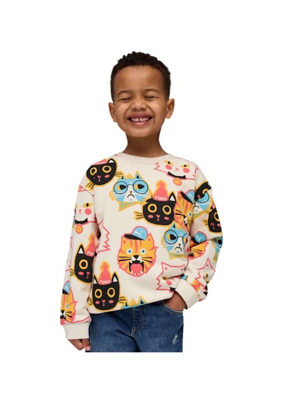 Puma Puma Moody Cat Crew Unisex Çocuk Bej Sweatshirt 8501 Krem