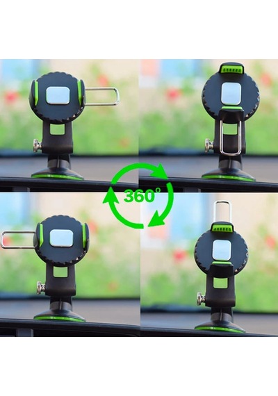 Ally 360 Dönebilen Torpido Üstü Vakumlu Araç Oto Telefon Tutucu- 5775 Siyah-yeşil