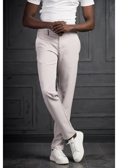 Perpant Beli Lastikli Ve İplikli Likralı Slimfit Yazlık Kumaş Jogger Pantolon gri