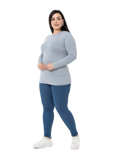 Disentis Büyük Beden Bisiklet Yaka Uzun Kollu Viskon Açık Gri Body-açık Gri Açık Gri