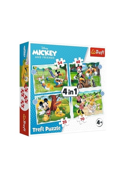 Puzzles - "4'ü 1 Arada" - Mickey Mouse İyi Günler/ Standart Karakterleri