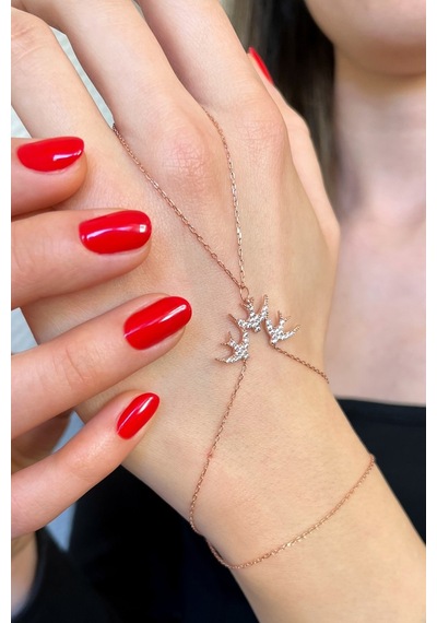 925 Ayar Gümüş Rose Kırlangıçlar Şahmeran - 45098501 Rose Gold