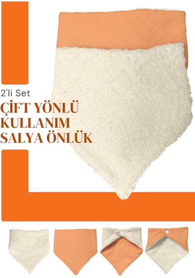 Bebek Ağız Bezi Salya Önlüğü Fular Çok Amaç 2'li K-bej Bej - Kiremit