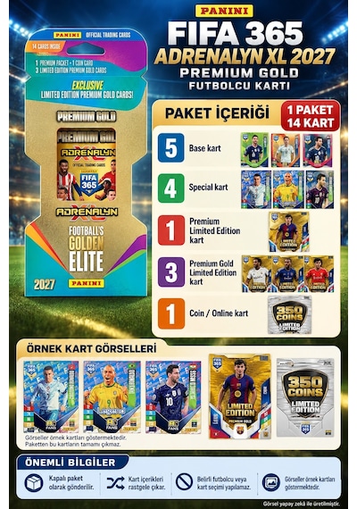 Panini Fıfa 365 Adrenalyn Xl 2027 Premium Gold Futbolcu Kartı 1 Paket 14 Kart