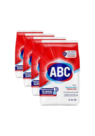 Abc Deterjan Matik Beyazlar & Renkliler 6 Kg 4 Paketi