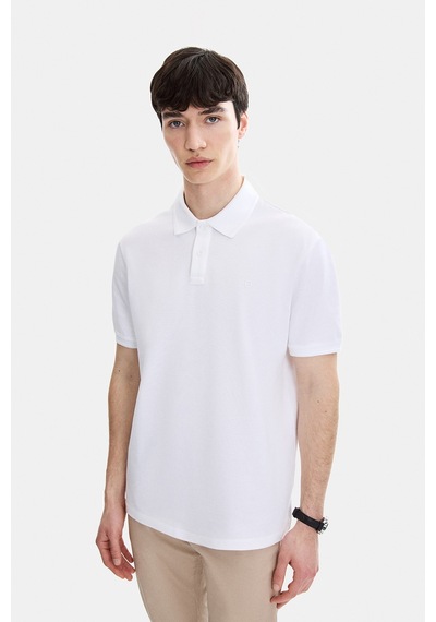 Backandbond Beyaz Regular Fit Örme Polo Yaka Tişört