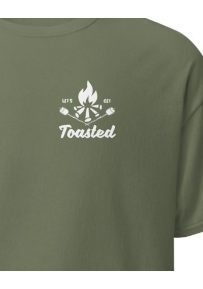 Wildstyle Toasted Kamp Ateşi Marshmallow Doğa Outdoor Baskılı Unisex Bisiklet Yaka Tişört Haki