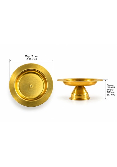 Lüks Gold Ayaklı Sunumluk 6'lı Set Lokumluk Çikolatalık Kahve Yanı İkram Sunum Tabağı 7 Cm Altın