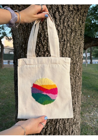Bolergıashop Bandera Tasarım Canvas Omuz Çantası Bej - Beyaz - Pembe Punch