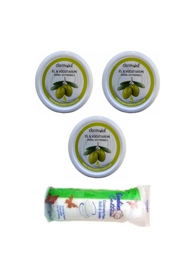Dermokil Zeytinyağlı El Kremi 3 x 220 ML + Makyaj Pamuğu