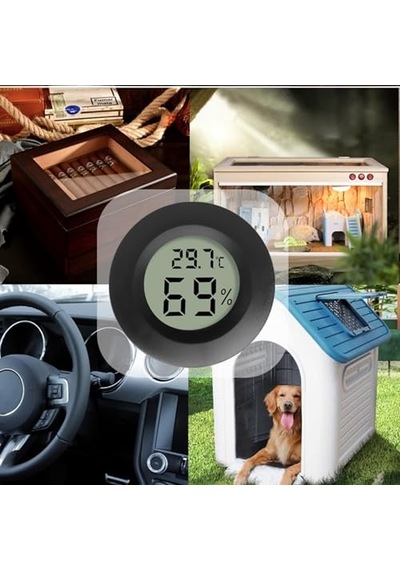 Ayrex Kuluçka Makinasi Için Probsuz Termometre, Termometre Nem Ölçer Dijital Lcd Ekran Yuvarlak