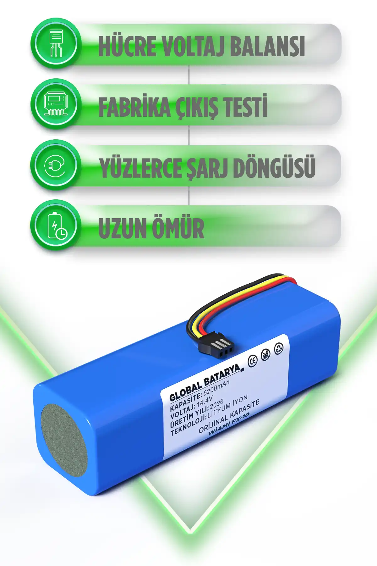 Wiami Fx-10 Akıllı Robot Süpürge Bataryası 14.4v 5200mah Li-ion Pil