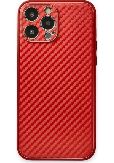 Apple  Uyumlu  iPhone 13 Pro Max Kılıf Coco Karbon Silikon Kırmızı