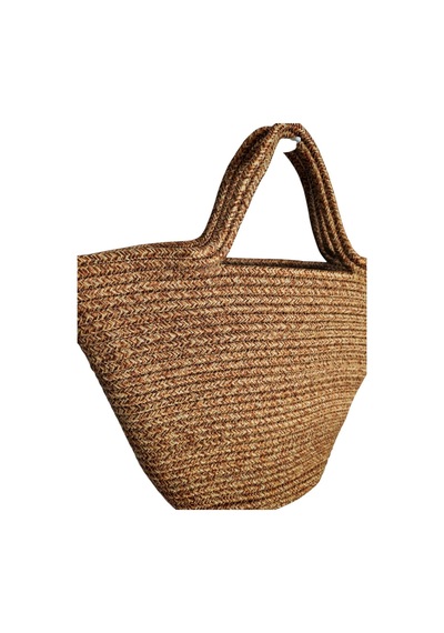 Nakkaş Home Collection Jüt Kadın Çanta Hasır Görünümlü Omuz Çantası, Plaj Ve Günlük Kullanım-kahverengi-40x27 Cm