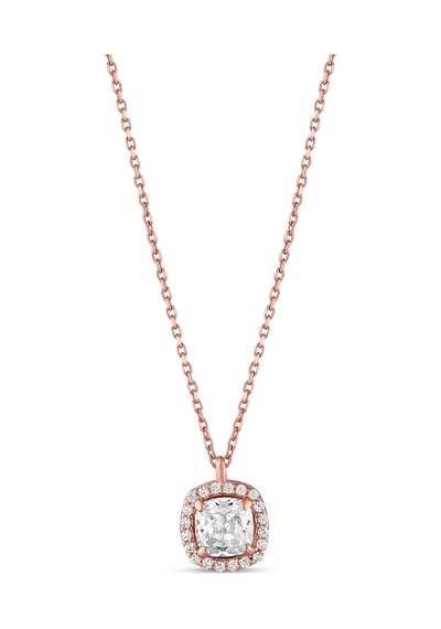 Kuyumcudukkani Beyaz Kare Kesim Taşlı Kolye-37345-r-w Rose Gold