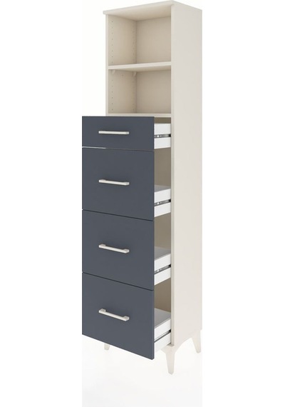 Arges Dolap 2 Raflı 4 Çekmeceli 44x30x182 Aytaşı-antrasit Aytaşı