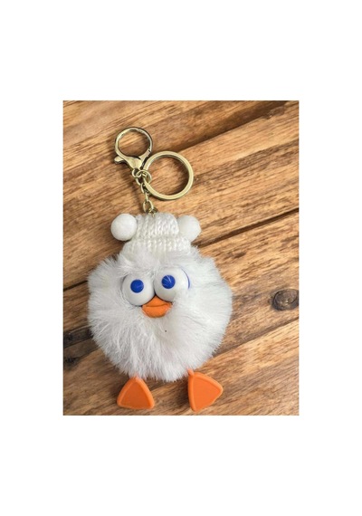 Peluş Ördek Anahtarlık Ve Çanta Aksesuarı - Beyaz Beyaz
