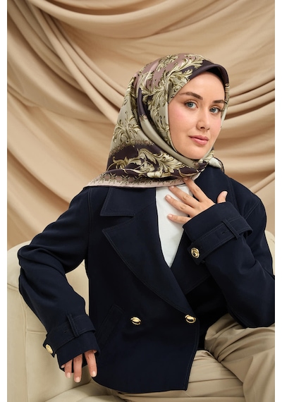 Silk Home Twill İpek Eşarp 11482-25 Koyu Mor, Pudra, Soluk Mor, Yeşil, Krem