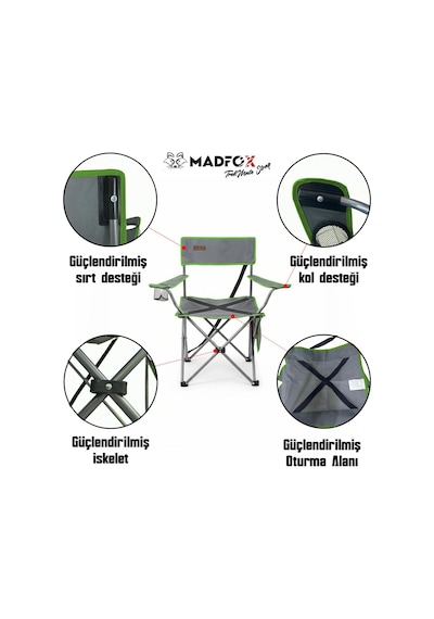 Madfox Trekmate Strap Katlanır Outdoor Koltuk Yeşil
