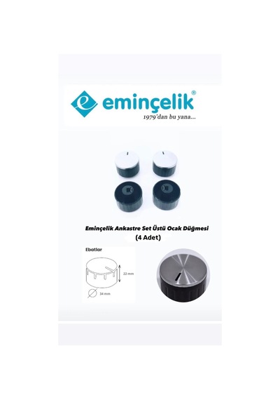 Eminçelik Ankastre Set Üstü Siyah Ocak Düğmesi