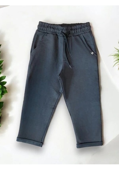 Zekids Erkek Çocuk Basic Pamuklu Eşofman Alt-14201 Füme