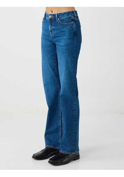 Mid Rodeo Normal Paça Yüksek Bel Denim Pantolon Lacivert