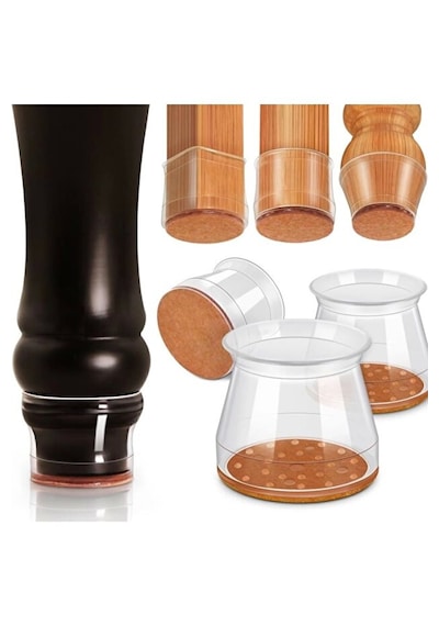 24 Adet Yuvarlak Ses Çıkartmayan Sandalye Pabucu 3 Cm Taban X 3.4 Cm Yükseklik Şeffaf Silikon