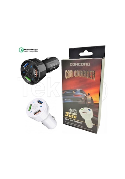 7A Qc 3 Usb Hızlı Araç Şarj Cihazı Concord  C-769