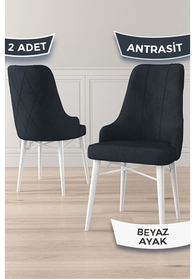 Canisa Neta Serisi, 1.sınıf Babyface Kumaş Sandalye, Beyaz Gürgen Ayak, 2 Adet Antrasit Sandalye 22neta01antr02byzz