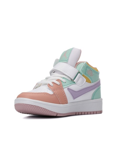 Günlük Unisex Sneaker Bağcıklı Hafif Yumuşak Kaymaz Taban Bilekli Basketbol Ayakkabı 8070 Beyaz- Yeşil- Lila-20