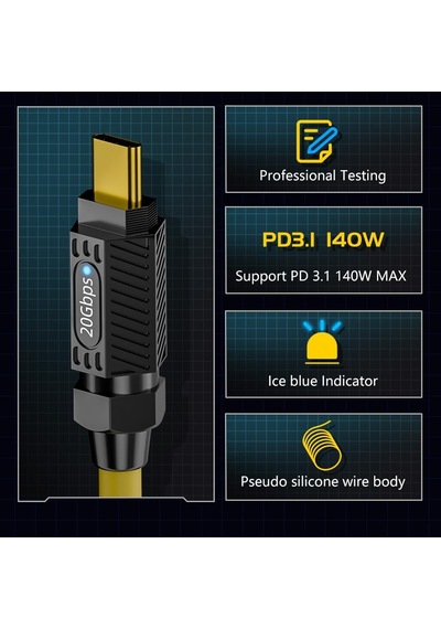 Screw Type C To Type C 140w Hızlı Şarj 8k 60hz Görüntü Aktarımı Pd3.1 20gbps Veri Transferi 2 Metre Kablo Scr-01 Belirtilmemiş