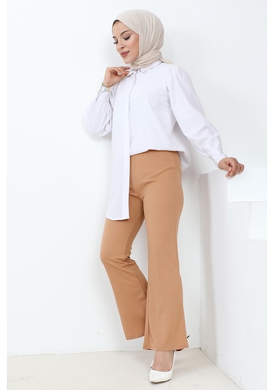 Bestenur Piyale Ispanyol Paça Pantolon 653 - Vizon