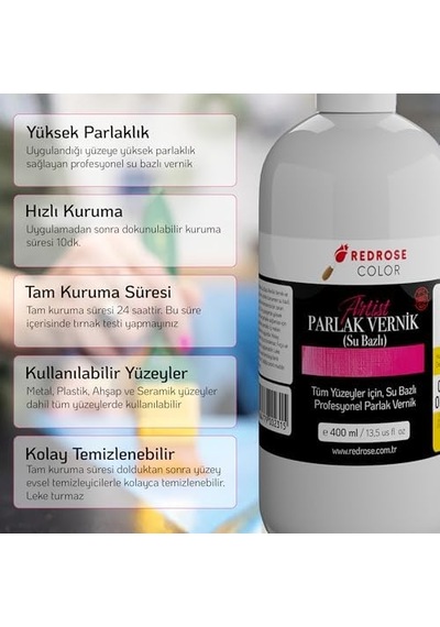 Akrilik Su Bazlı Parlak Vernik 400ml 0.25 KG