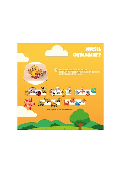 Montessori Ahşap Puzzle Seti Duyusal Gelişim - 4 Farklı Puzzle & 28 Parça - Görsel Tamamlama & Zeka Geliştirici - Ahşap Mdf - 3 Yaş Ve Üzeri - Kutulu Eğitici Oyun - Kare Bulmaca